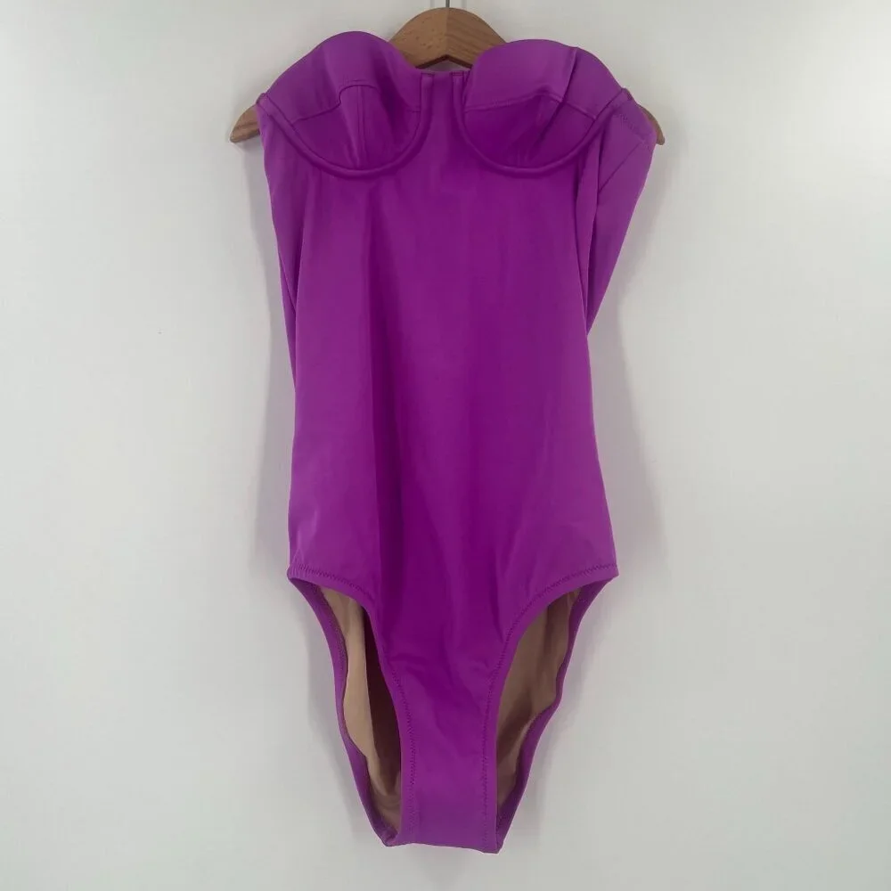 J. Crew Women Size 0 Long Purple Balconette One Piece Swimsuit‎